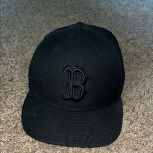 All Black Boston Red Sox Fitted Hat